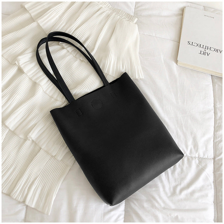 Elegant Soft Leather Tote Bag | Small Vertical Square Shoulder Bag with Zipper Pocket