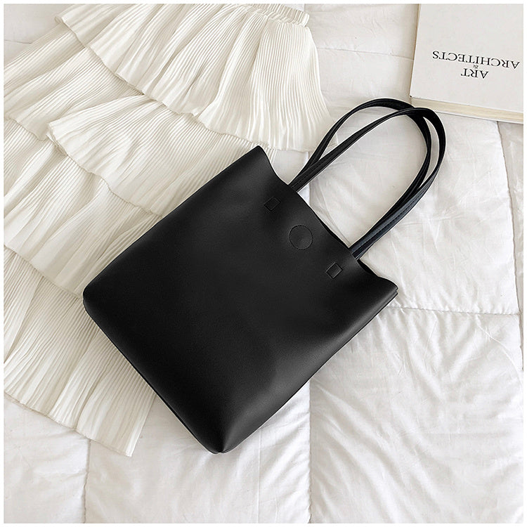 Elegant Soft Leather Tote Bag | Small Vertical Square Shoulder Bag with Zipper Pocket