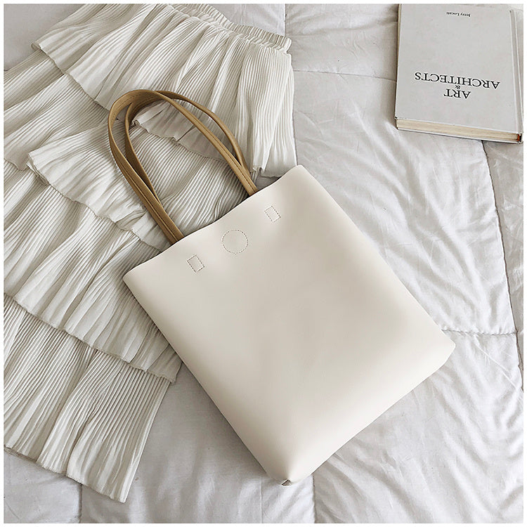 Elegant Soft Leather Tote Bag | Small Vertical Square Shoulder Bag with Zipper Pocket