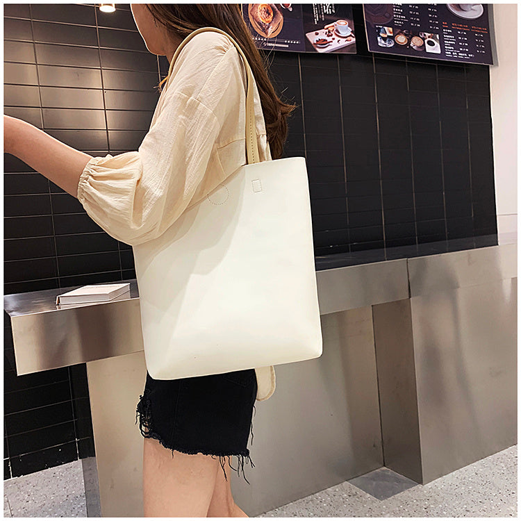Elegant Soft Leather Tote Bag | Small Vertical Square Shoulder Bag with Zipper Pocket