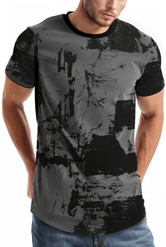 Velinsak men's graphic t-shirt front view, Hip hop style cotton t-shirt on male model, Casual short sleeve tee with bold graphics, Breathable cotton spandex blend shirt for men, Urban streetwear t-shirt lifestyle shot, Trendy novelty tee with eye-catching print, Close-up of graphic design on men's shirt