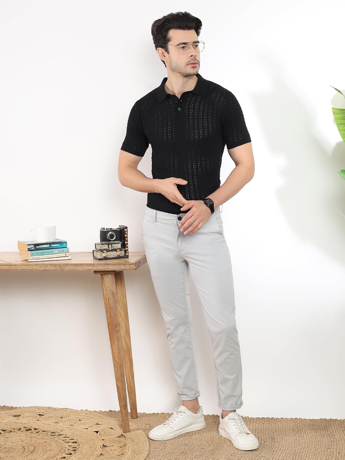 Kvetoo™ Men's Cotton Knitted Polo T-Shirt – Half Sleeve | Breathable Regular Fit | Casual Wear
