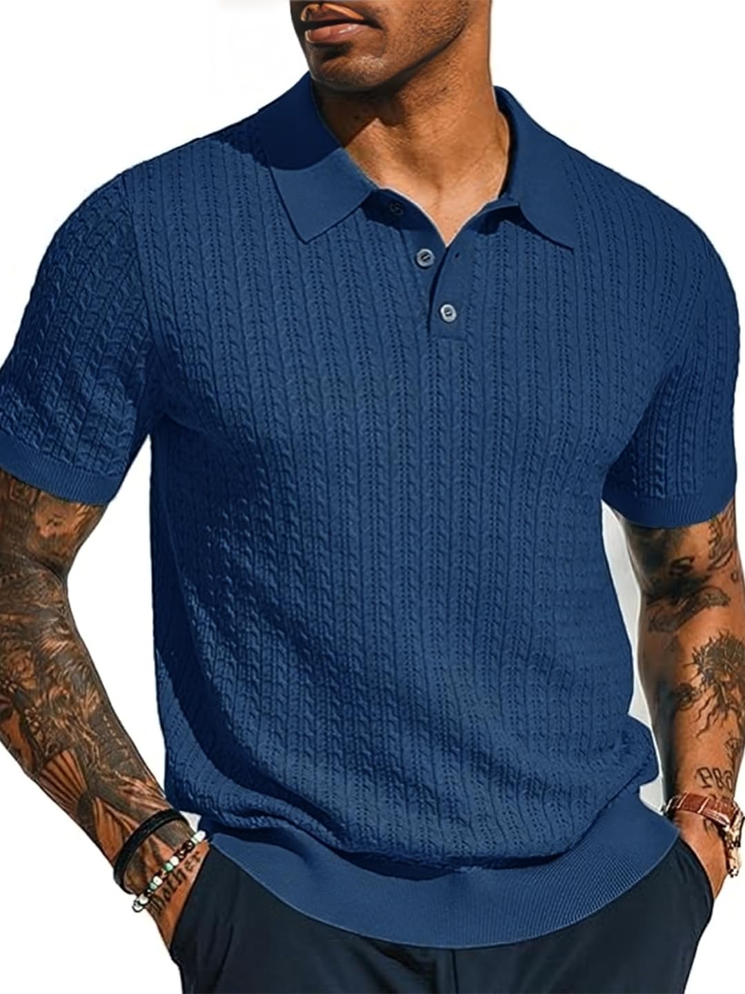 Kvetoo™ Men's Cotton Knitted Polo T-Shirt – Half Sleeve | Breathable Regular Fit | Casual Wear